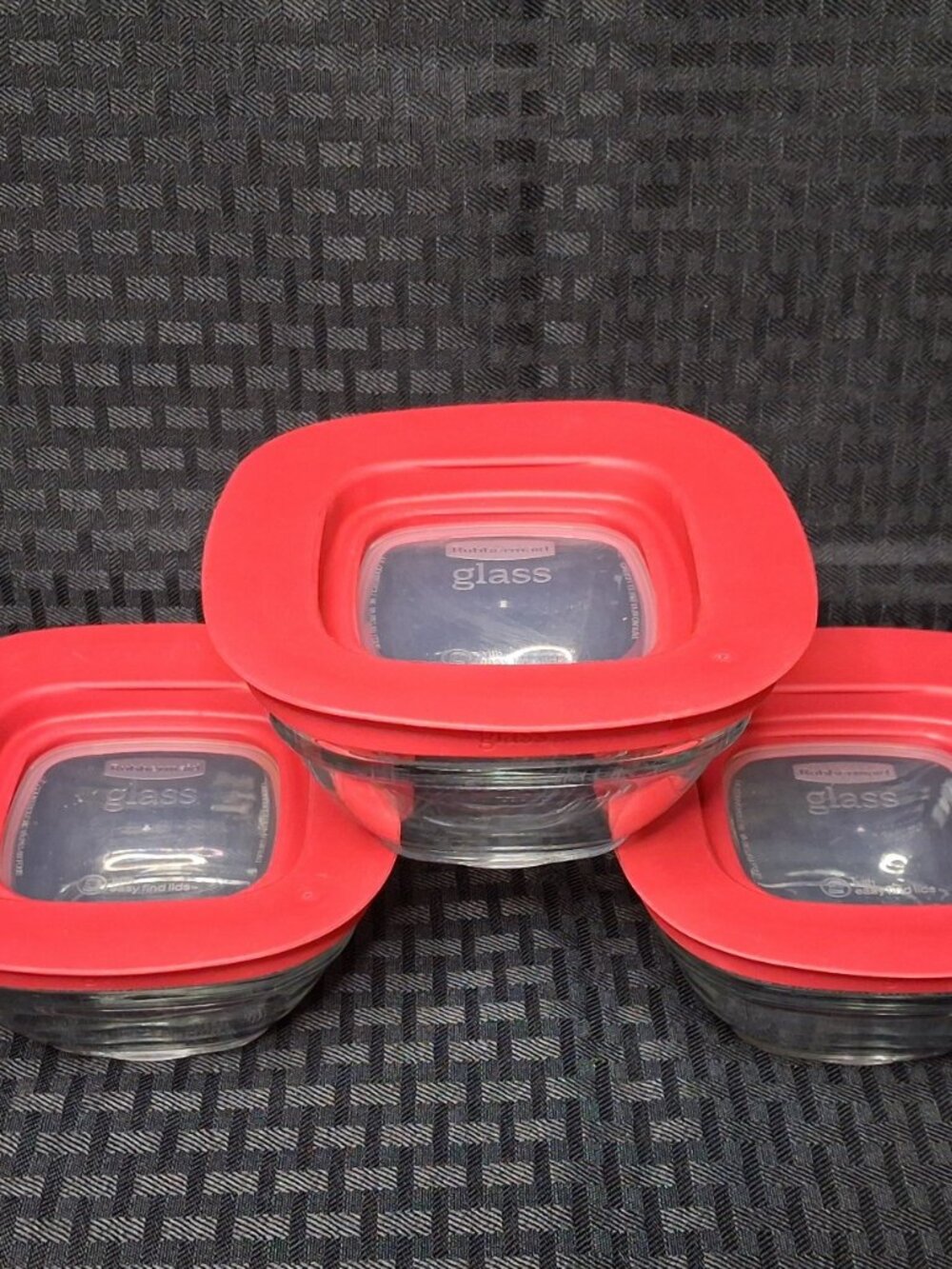 Rubbermaid Glass Easy Find Lid 1 Cup Containers Red Lids Set Of 3 7N68 236ml